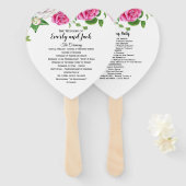 結婚式 プログラムファンフローラピンクローズ ハンドファン (正面&裏面)