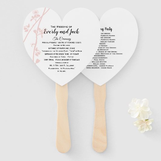 結婚式 プログラムファンフローラ赤面カスタム任意の色 ハンドファン (正面&裏面)