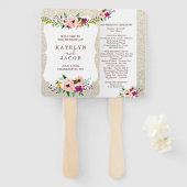 結婚式 プログラムファンホワイト金ゴールドフローラグリッターFab ハンドファン (正面&裏面)