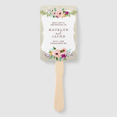 結婚式 プログラムファンホワイト金ゴールドフローラグリッターFab ハンドファン (正面)