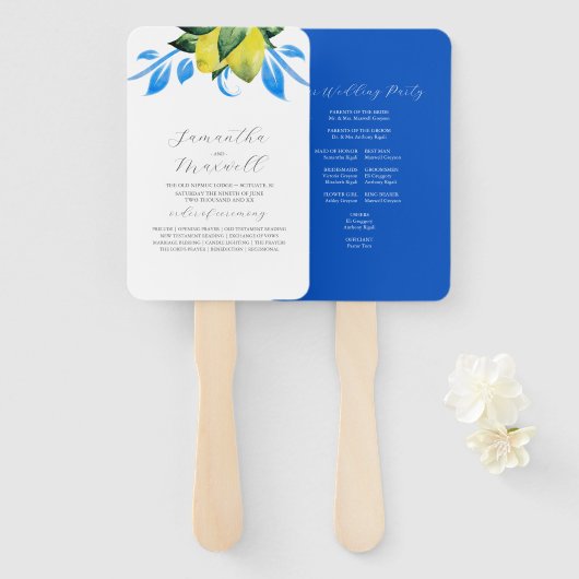 結婚式 プログラムファンボタニカルレモ葉ン ハンドファン (正面&裏面)