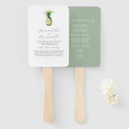 結婚式 プログラムファン水彩パイナップル ハンドファン