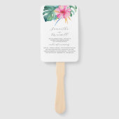 結婚式 プログラムファン水彩ピンクの花 ハンドファン (正面)