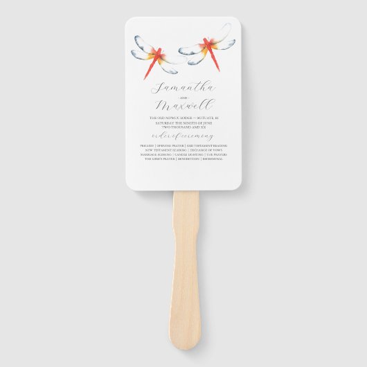 結婚式 プログラムファン水彩赤トンボ ハンドファン (正面)