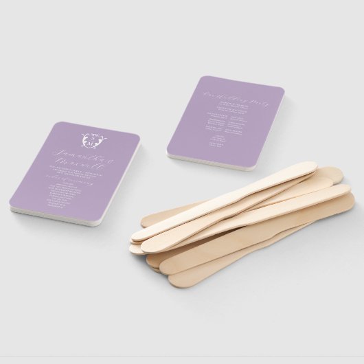 結婚式 プログラムファン薄紫クラシックモノグラム ハンドファン (組立なし)