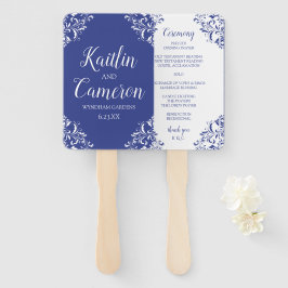 結婚式 プログラムファン |ナディネ王室の（青） 4x6 ハンドファン