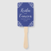 結婚式 プログラムファン |ナディネ王室の（青） 4x6 ハンドファン (正面)