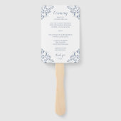 結婚式 プログラムファン |ナディーン（ほこりっぽい青） 4x6 ハンドファン (裏面)