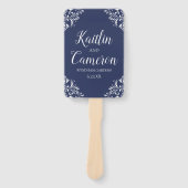 結婚式 プログラムファン |ナディーン（ネイビーブルー） 4x6 ハンドファン (正面)