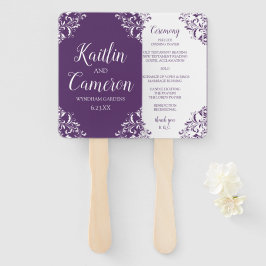 結婚式 プログラムファン |ナディーン（プラム） 4x6 ハンドファン