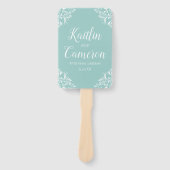 結婚式 プログラムファン |ナディーン(ライトターコイズ) 4x6 ハンドファン (正面)