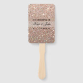 結婚式 プログラムファン – バラ金ゴールドグリッターFab ハンドファン (正面)