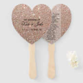 結婚式 プログラムファン – バラ金ゴールドグリッターFab ハンドファン (正面&裏面)