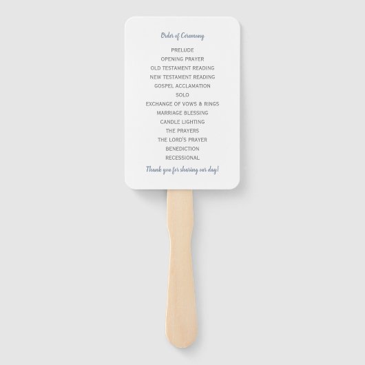 結婚式 プログラムファン |ブラシスクリプト(ほこりっぽい青) ハンドファン (裏面)