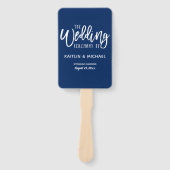 結婚式 プログラムファン |ブラシスクリプト（ネイビーブルー） ハンドファン (正面)