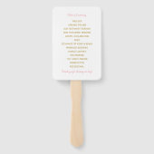 結婚式 プログラムファン |ブラシスクリプト(ピンクと金ゴールド) ハンドファン (裏面)