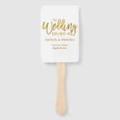 結婚式 プログラムファン |ブラシスクリプト – フェイクゴールドフォイル ハンドファン (正面)