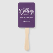 結婚式 プログラムファン |ブラシスクリプト（プラム – 紫） ハンドファン (正面)