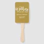 結婚式 プログラムファン |ブラシスクリプト(金ゴールド) ハンドファン (正面)