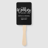 結婚式 プログラムファン |ブラシスクリプト（黒） ハンドファン (正面)