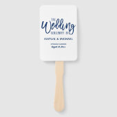 結婚式 プログラムファン |ブラシスクリプト – Navy Blue ハンドファン (正面)