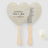 結婚式 プログラムファン – ホワイト金ゴールドグリッターFab ハンドファン (正面&裏面)