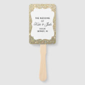 結婚式 プログラムファン – 金ゴールドグリッターエレガンス ハンドファン (正面)