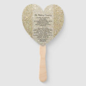 結婚式 プログラムファン – 金ゴールドグリッターFab ハンドファン (裏面)