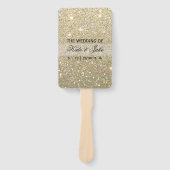 結婚式 プログラムファン – 金ゴールドグリッターFab ハンドファン (正面)