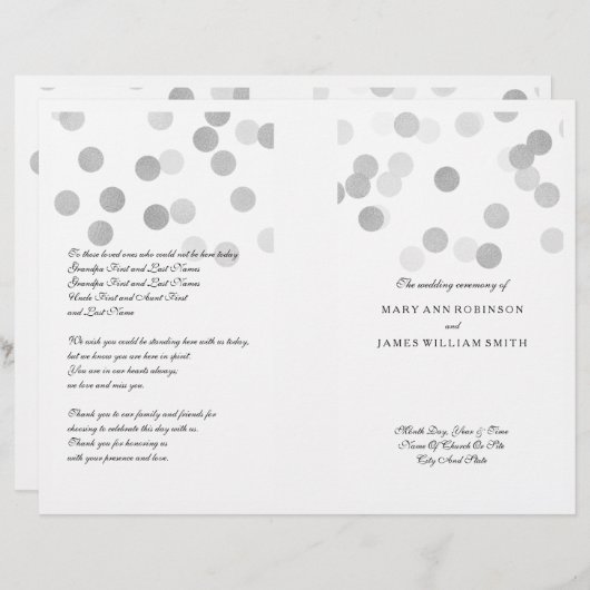 結婚式 プログラムフェイク銀箔グリッター灯 (正面/裏面)