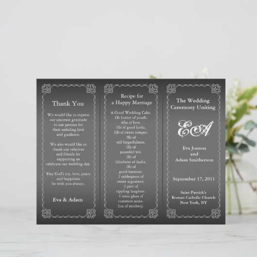 結婚式 プログラムフォルダークラシックシルバーグレイ (スタンド正面)