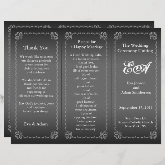 結婚式 プログラムフォルダークラシックシルバーグレイ (正面/裏面)