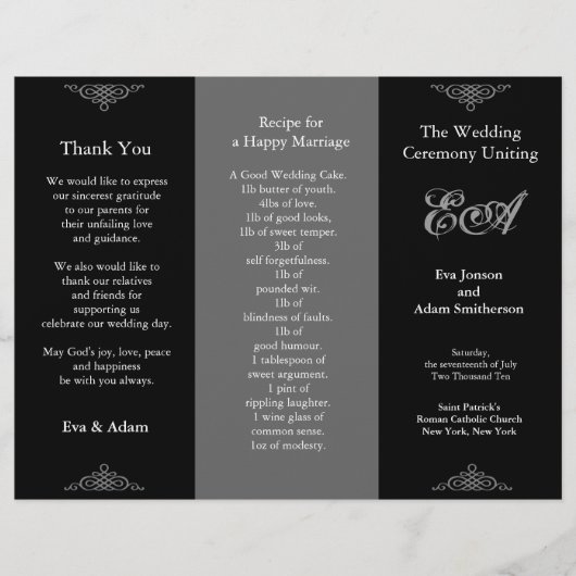 結婚式 プログラムフォルダークラシックダークグレー (正面)