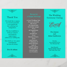 結婚式 プログラムフォルダークラシックティール(緑がかった色)グレー