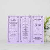 結婚式 プログラムフォルダークラシックパープルストライプ (スタンド正面)