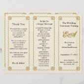 結婚式 プログラムフォルダーパターン金ゴールド白 (正面/裏面)