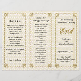 結婚式 プログラムフォルダーパターン金ゴールド白