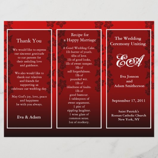 結婚式 プログラムフォルダーフローラ赤 (正面)