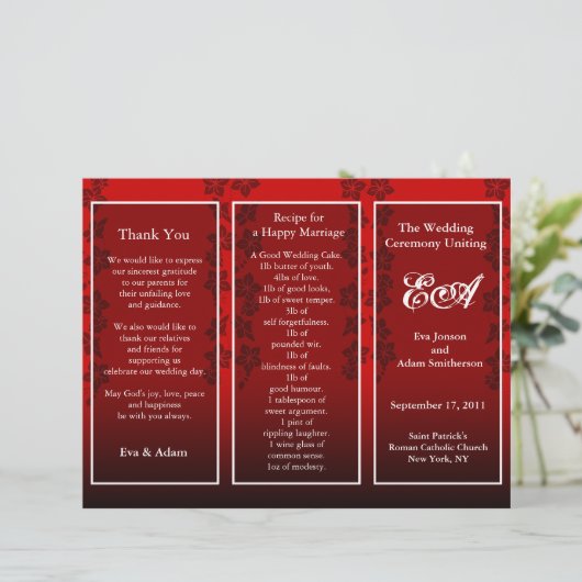 結婚式 プログラムフォルダーフローラ赤 (スタンド正面)