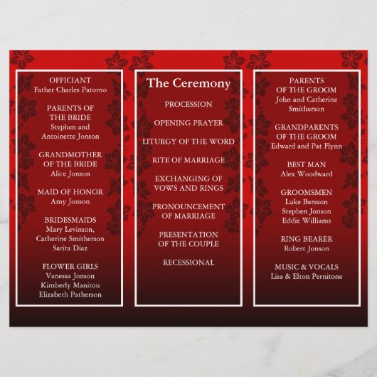 結婚式 プログラムフォルダーフローラ赤 (裏面)