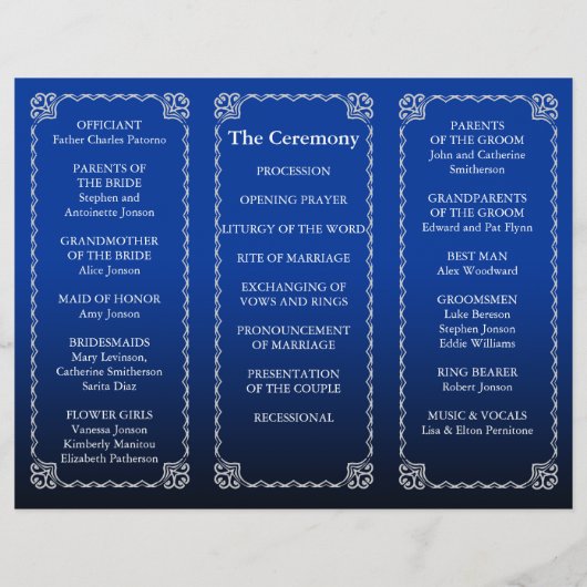 結婚式 プログラムフォルダー王室のブルー (裏面)