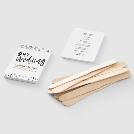 結婚式 プログラムフスタイリッシュァンシック紙吹雪 ハンドファン (組立なし)