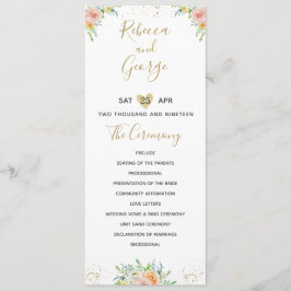 結婚式 プログラムフローラ赤面および金ゴールド エレガント プログラム