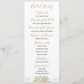 結婚式 プログラムフローラ赤面および金ゴールド エレガント プログラム (裏面)