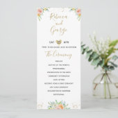 結婚式 プログラムフローラ赤面および金ゴールド エレガント プログラム (スタンド正面)