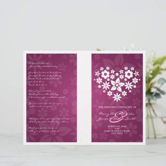 結婚式 プログラムフローリーハートベリーピンク (スタンド正面)