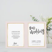 結婚式 プログラムブラシレタリング金ゴールドフレームピンク (スタンド正面)