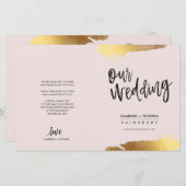 結婚式 プログラムブラシレタリング金箔金ゴールドピンク (正面/裏面)
