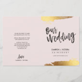 結婚式 プログラムブラシレタリング金箔金ゴールドピンク (正面)