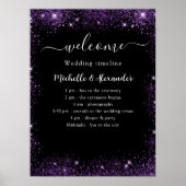 結婚式 プログラムブラック・パープル・ウェルカム ポスター (正面)
